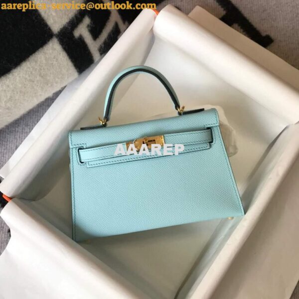 Replica Hermes Kelly Bag Hermes 19CM Epsom Shoulder Mini Bag Light blue 20473 4