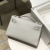 Replica Hermes Kelly Pouchette Swift Leather clutch bag Silver H230260 2