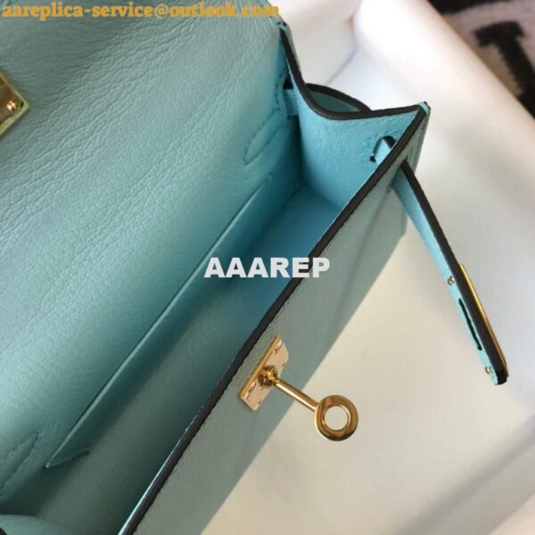 Replica Hermes Kelly Bag Hermes 19CM Epsom Shoulder Mini Bag Light blue 20473 10