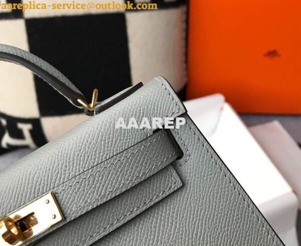 Replica Hermes Kelly Bag Hermes 19CM Epsom Shoulder Mini Bag Light gray 20460 6