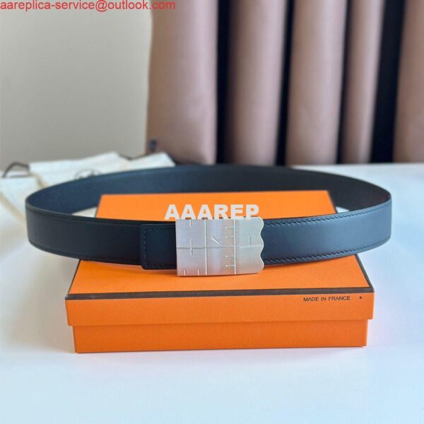 Replica Hermes Typo Reversible Belt 32MM in Black Epsom Calfskin 8