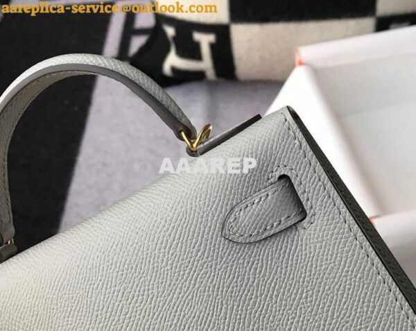 Replica Hermes Kelly Bag Hermes 19CM Epsom Shoulder Mini Bag Light gray 20460 8