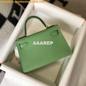 Replica Hermes Kelly Bag Hermes 19CM Epsom Shoulder Mini Bag Light green 20470