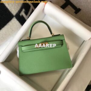 Replica Hermes Kelly Bag Hermes 19CM Epsom Shoulder Mini Bag Light green 20470 2