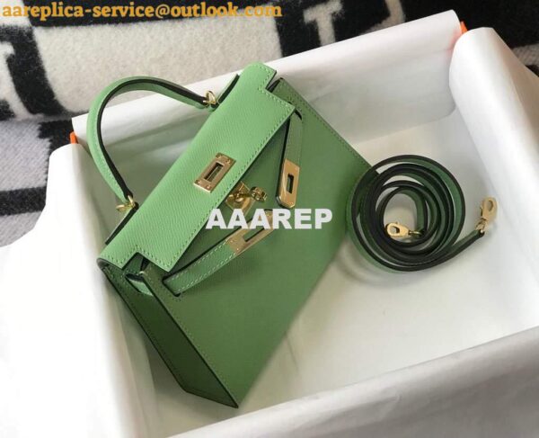 Replica Hermes Kelly Bag Hermes 19CM Epsom Shoulder Mini Bag Light green 20470 5