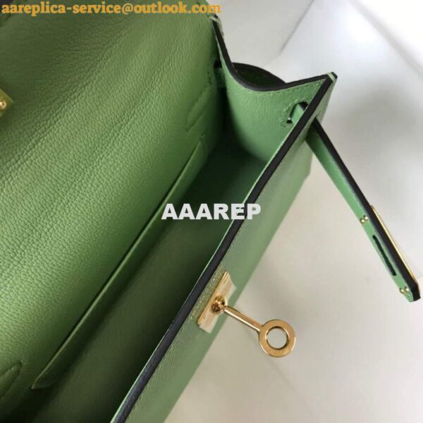 Replica Hermes Kelly Bag Hermes 19CM Epsom Shoulder Mini Bag Light green 20470 10