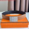 Replica Hermes Typo Reversible Belt 32MM in Grey Epsom Calfskin 2