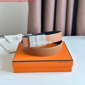 Replica Hermes Typo Reversible Belt 32MM in Gold Epsom Calfskin 2