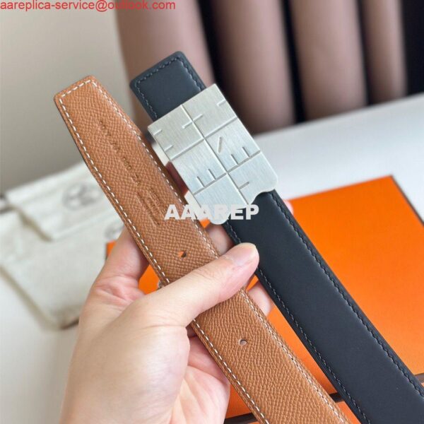 Replica Hermes Typo Reversible Belt 32MM in Gold Epsom Calfskin 7