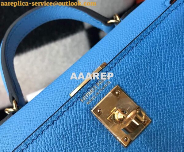 Replica Hermes Kelly Bag Hermes 19CM Epsom Shoulder Mini Bag Middle blue 20469 7