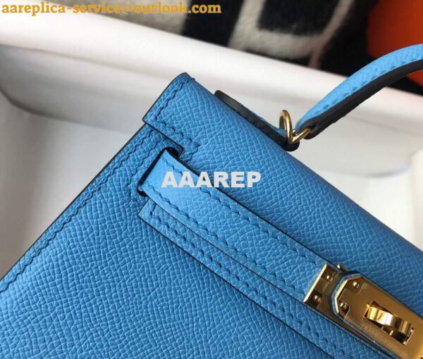 Replica Hermes Kelly Bag Hermes 19CM Epsom Shoulder Mini Bag Middle blue 20469 8