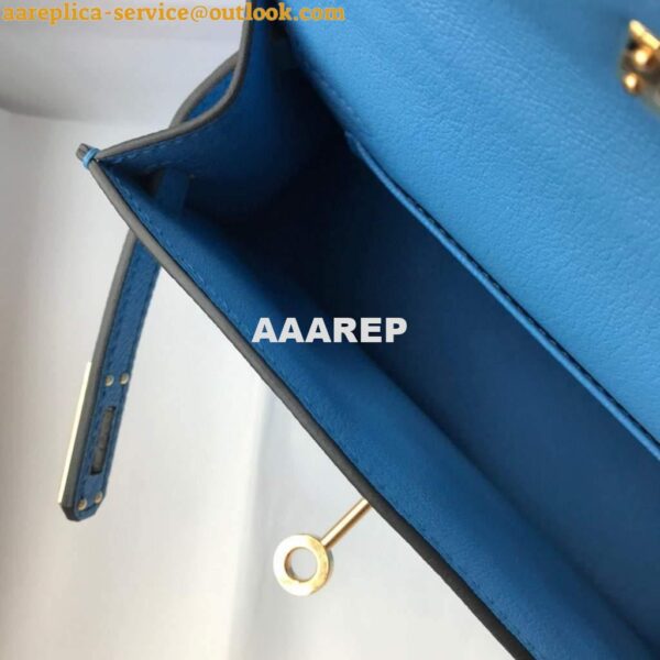 Replica Hermes Kelly Bag Hermes 19CM Epsom Shoulder Mini Bag Middle blue 20469 10