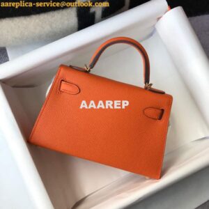 Replica Hermes Kelly Bag Hermes 19CM Epsom Shoulder Mini Bag Orange 20464