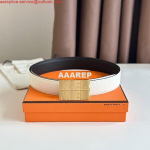 Replica Hermes Typo Reversible Belt 32MM in White Epsom Calfskin 2