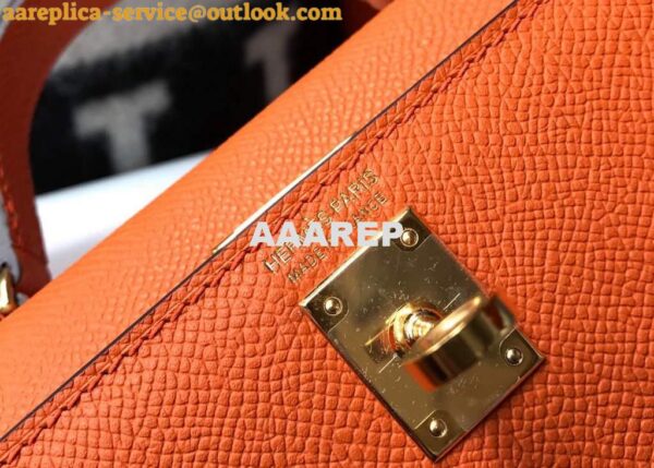 Replica Hermes Kelly Bag Hermes 19CM Epsom Shoulder Mini Bag Orange 20464 7