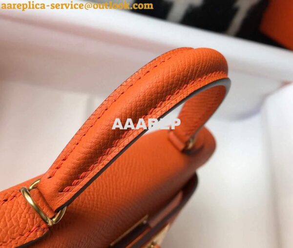 Replica Hermes Kelly Bag Hermes 19CM Epsom Shoulder Mini Bag Orange 20464 8