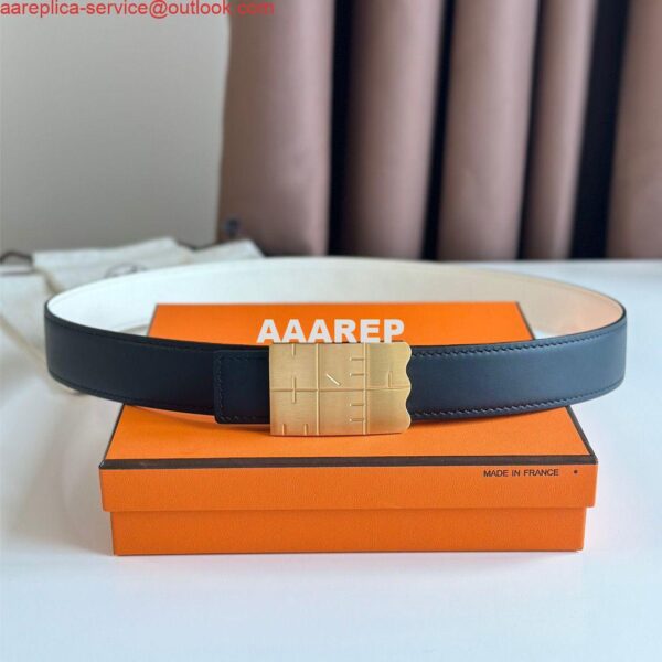 Replica Hermes Typo Reversible Belt 32MM in White Epsom Calfskin 8