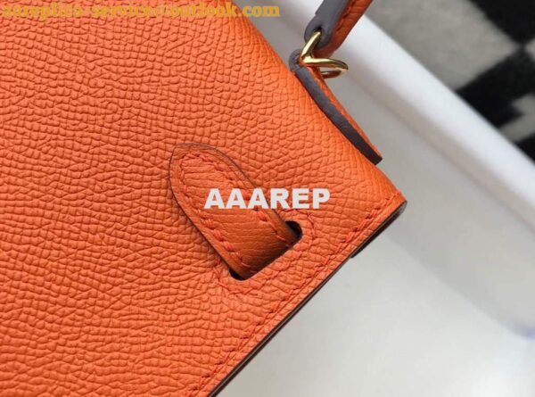 Replica Hermes Kelly Bag Hermes 19CM Epsom Shoulder Mini Bag Orange 20464 9