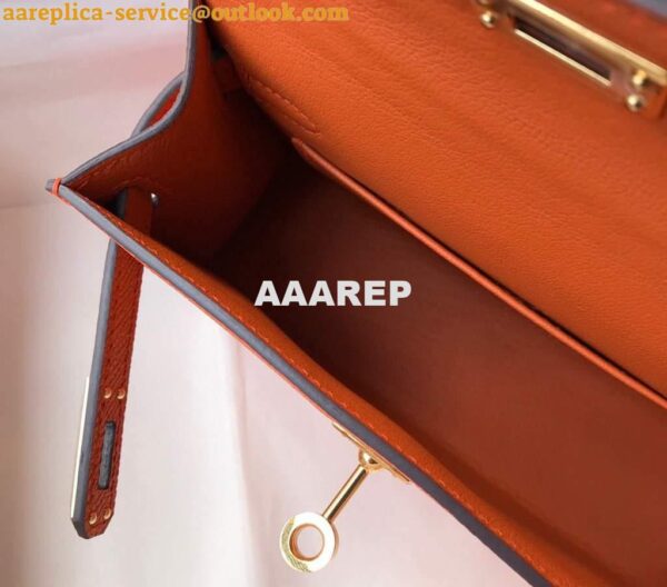 Replica Hermes Kelly Bag Hermes 19CM Epsom Shoulder Mini Bag Orange 20464 10