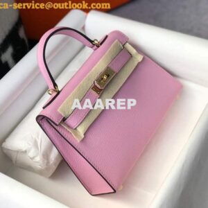 Replica Hermes Kelly Bag Hermes 19CM Epsom Shoulder Mini Bag purple 20459 2