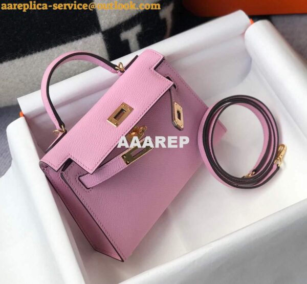 Replica Hermes Kelly Bag Hermes 19CM Epsom Shoulder Mini Bag purple 20459 6