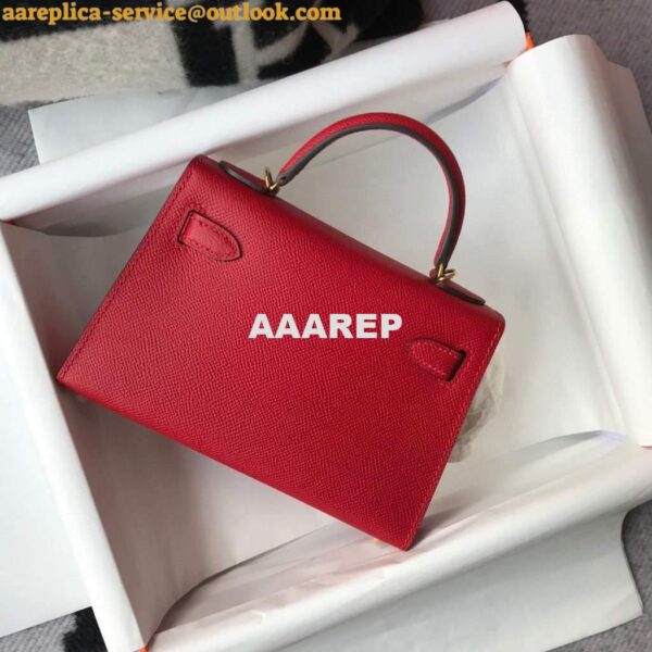 Replica Hermes Kelly Bag Hermes 19CM Epsom Shoulder Mini Bag Red 20465 3