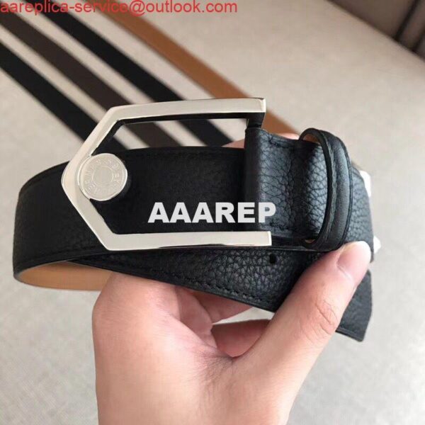 Replica Hermes Black Licol 40 MM Reversible Leather Belt 6