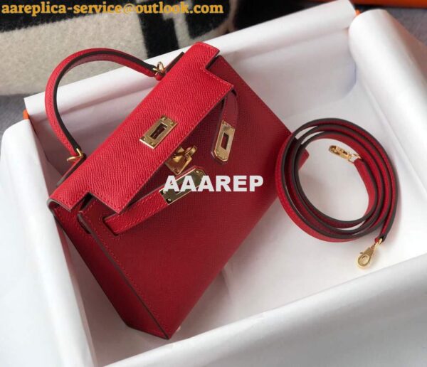 Replica Hermes Kelly Bag Hermes 19CM Epsom Shoulder Mini Bag Red 20465 6