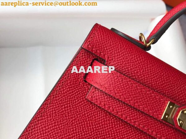 Replica Hermes Kelly Bag Hermes 19CM Epsom Shoulder Mini Bag Red 20465 9