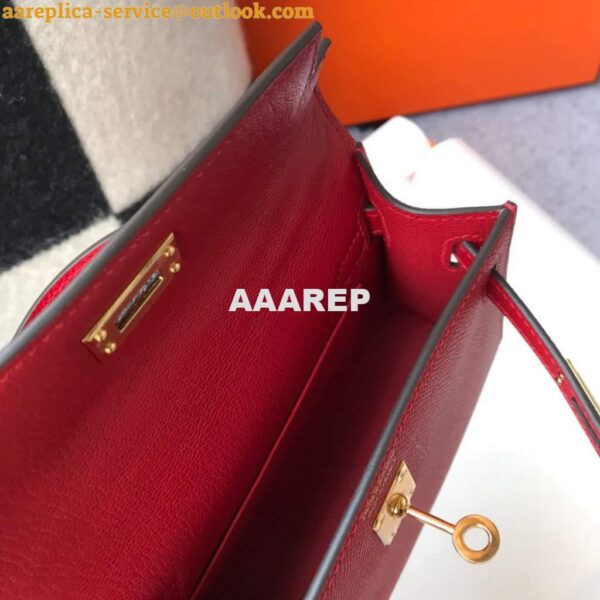 Replica Hermes Kelly Bag Hermes 19CM Epsom Shoulder Mini Bag Red 20465 10