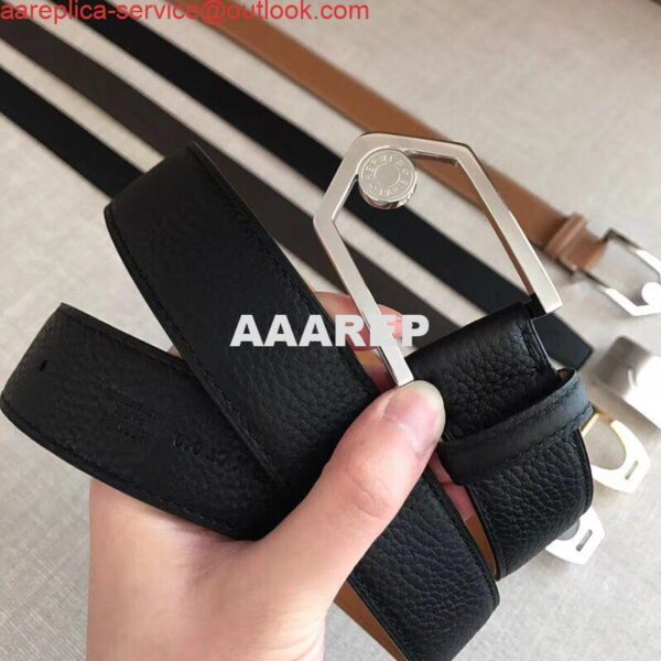 Replica Hermes Black Licol 40 MM Reversible Leather Belt 7