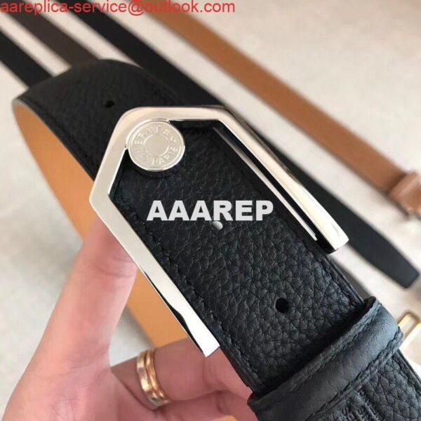 Replica Hermes Black Licol 40 MM Reversible Leather Belt 8