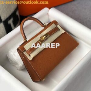 Replica Hermes Kelly Bag Hermes 19CM Epsom Shoulder Mini Bag Tan 20467 2