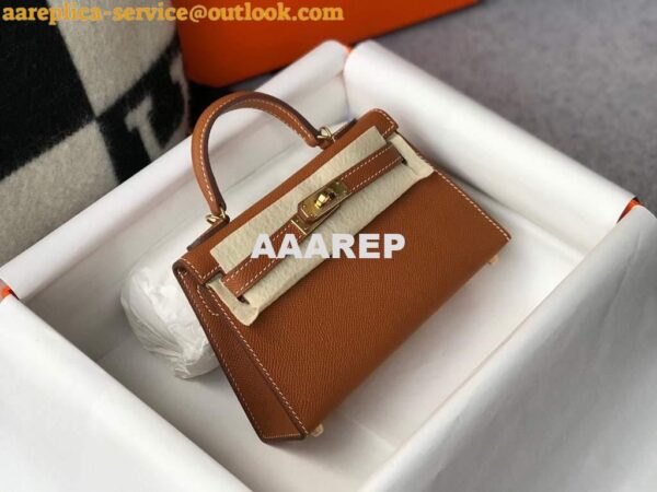 Replica Hermes Kelly Bag Hermes 19CM Epsom Shoulder Mini Bag Tan 20467 4