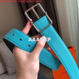 Replica Hermes Bleu Obscur Saddle 38MM Reversible Belt