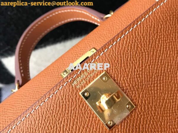 Replica Hermes Kelly Bag Hermes 19CM Epsom Shoulder Mini Bag Tan 20467 7