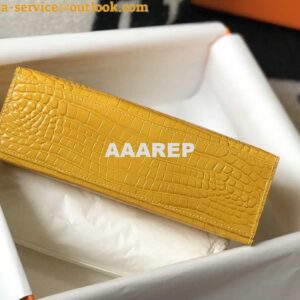 Replica Hermes Mini Kelly Pouchette Crocodile Leather H230233 Yellow 2