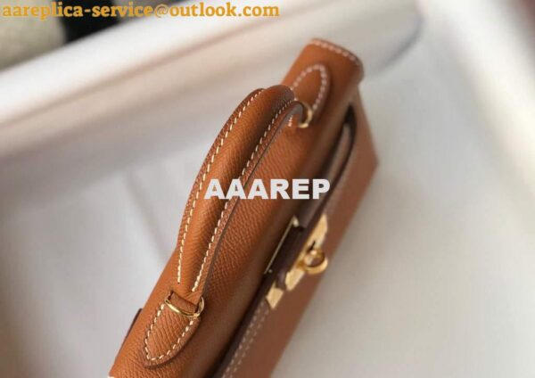 Replica Hermes Kelly Bag Hermes 19CM Epsom Shoulder Mini Bag Tan 20467 8