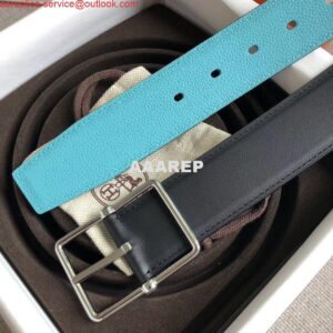 Replica Hermes Bleu Obscur Saddle 38MM Reversible Belt 2