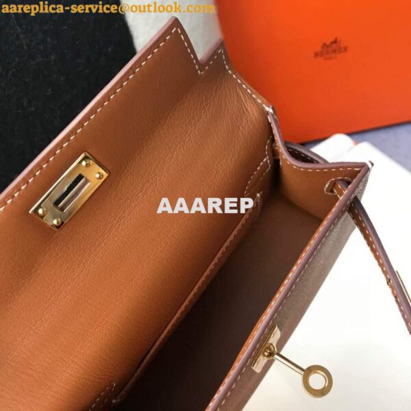 Replica Hermes Kelly Bag Hermes 19CM Epsom Shoulder Mini Bag Tan 20467 10