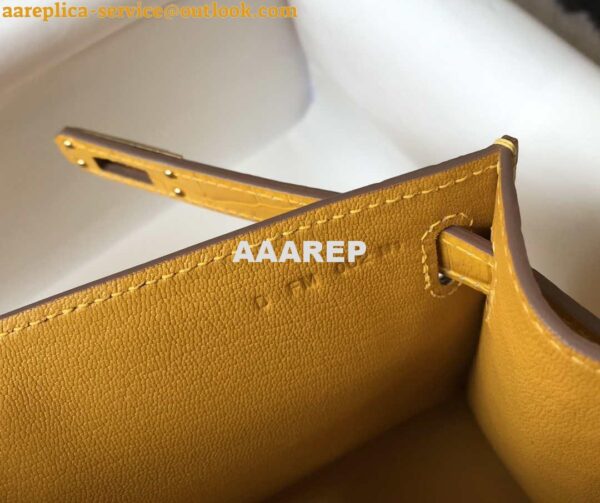 Replica Hermes Mini Kelly Pouchette Crocodile Leather H230233 Yellow 10