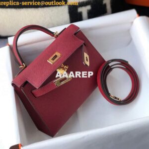 Replica Hermes Kelly Bag Hermes 19CM Epsom Shoulder Mini Bag Wine red 20462 2