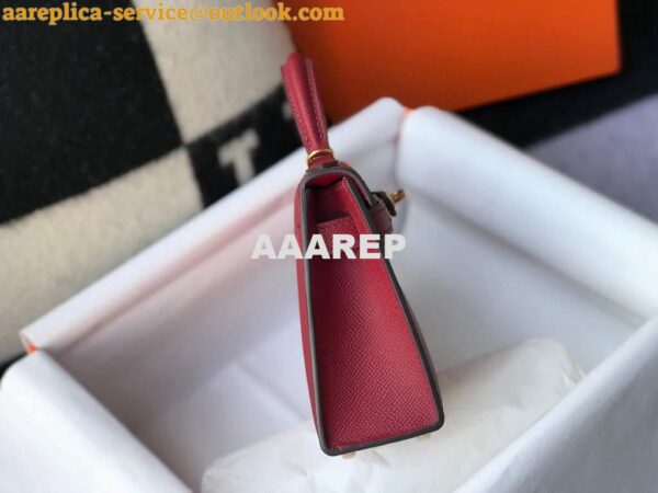 Replica Hermes Kelly Bag Hermes 19CM Epsom Shoulder Mini Bag Wine red 20462 5