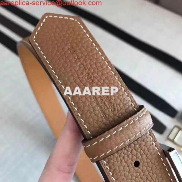 Replica Hermes Brown Licol 40 MM Reversible Leather Belt 5