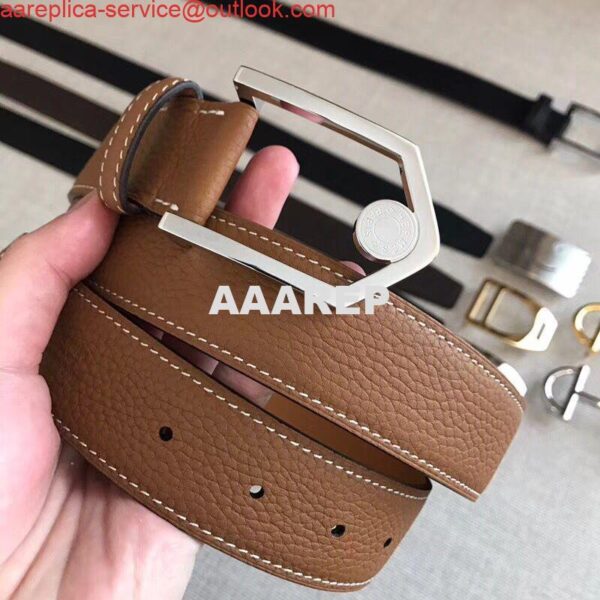 Replica Hermes Brown Licol 40 MM Reversible Leather Belt 6