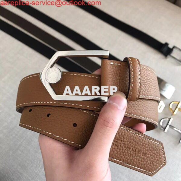 Replica Hermes Brown Licol 40 MM Reversible Leather Belt 7