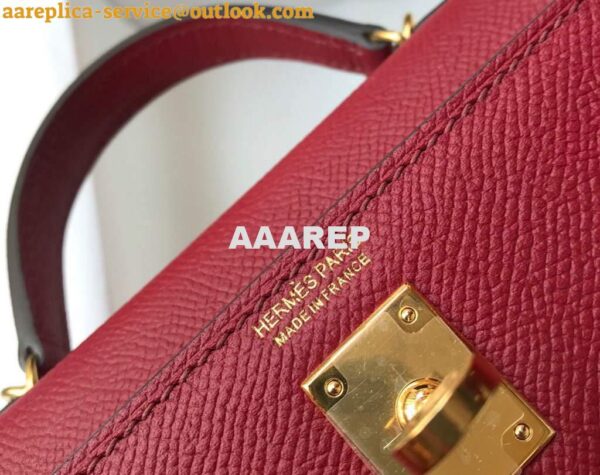 Replica Hermes Kelly Bag Hermes 19CM Epsom Shoulder Mini Bag Wine red 20462 8