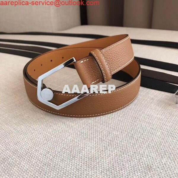 Replica Hermes Brown Licol 40 MM Reversible Leather Belt 9