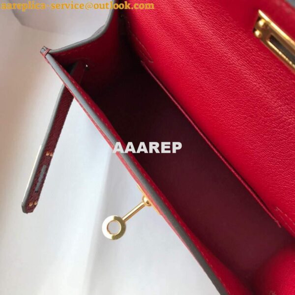 Replica Hermes Kelly Bag Hermes 19CM Epsom Shoulder Mini Bag Wine red 20462 10