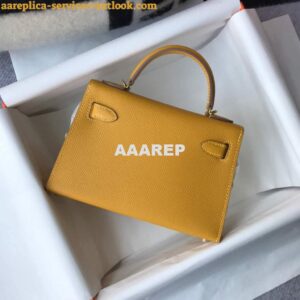 Replica Hermes Kelly Bag Hermes 19CM Epsom Shoulder Mini Bag Yellow 20463